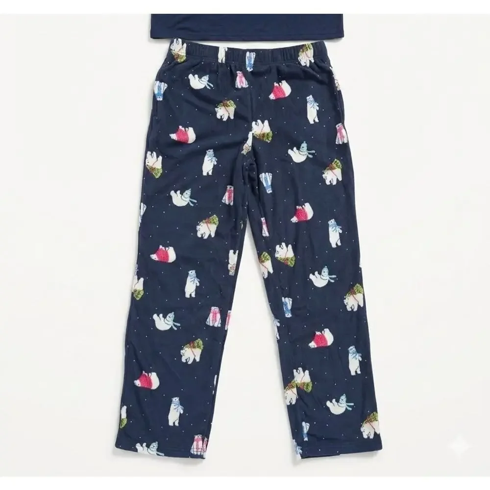 NEW! M 10/12 North Pole Trading Co. Polar Bear Matching Family Pajama Set Navy